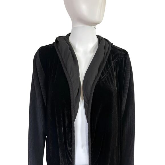 JOHNNY WAS PETE & GRETA BLACK VELVET HOODED CARDIGAN DUSTER - Picture 3 of 8